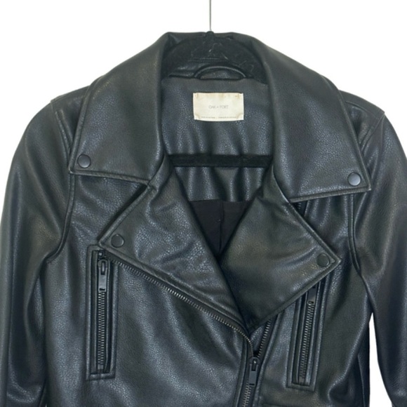 Oak and Fort AMAZING Quality Vegan Leather Black Bomber Jacket SZ small - Picture 3 of 7